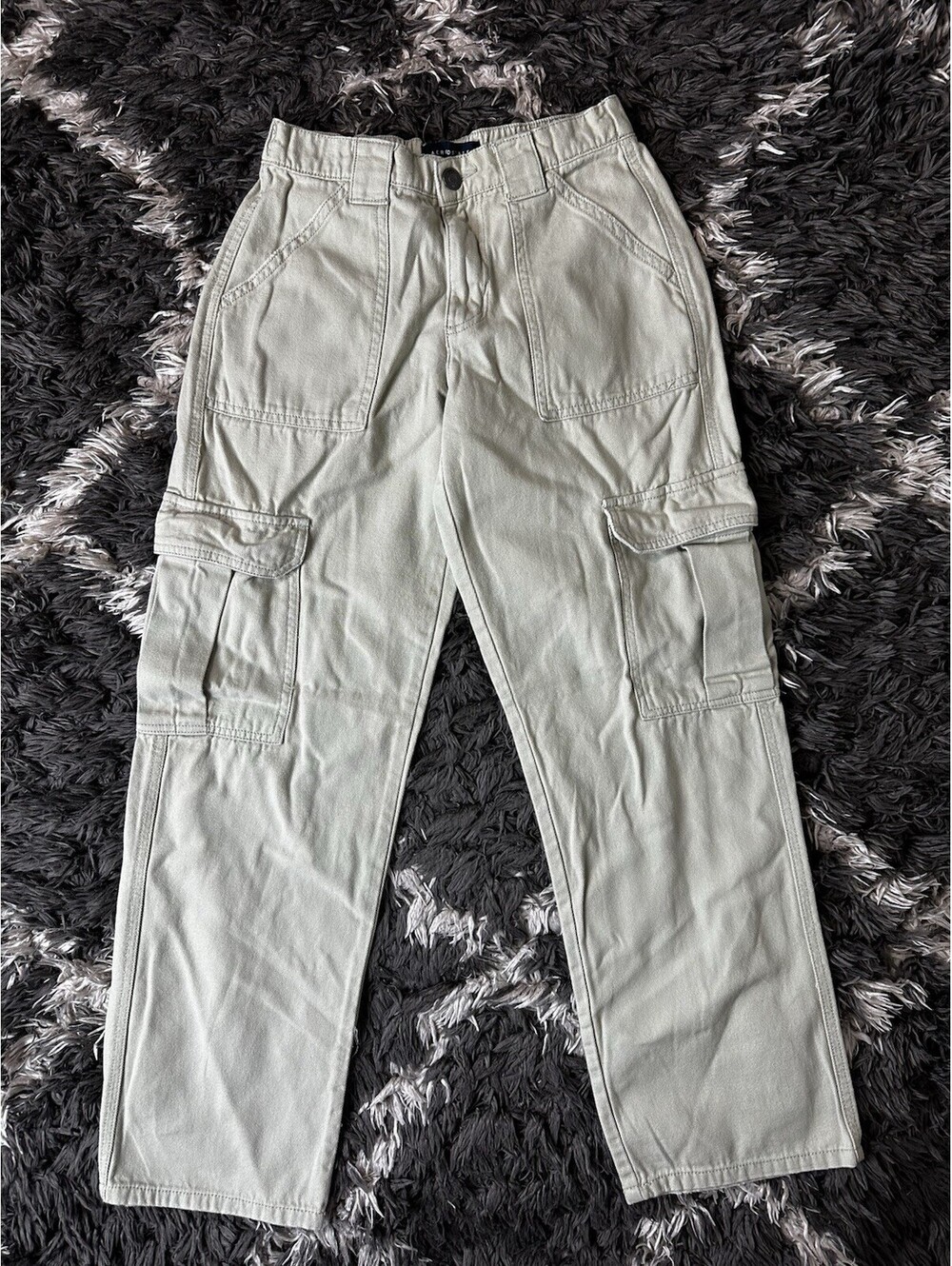 Aeropostale Cargo Pants Womens XS Khaki Beige Mid Rise Straight Leg Utility